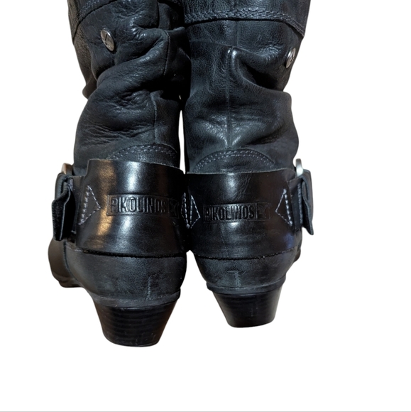 Pikolinos Brujas Black Leather Boots Harness Western Boho size 38 US 7.5-8 - Picture 8 of 10